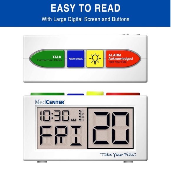 MEDCENTER Medication Pill Reminder Digital Talking Alarm Clock - Picture 7 of 17